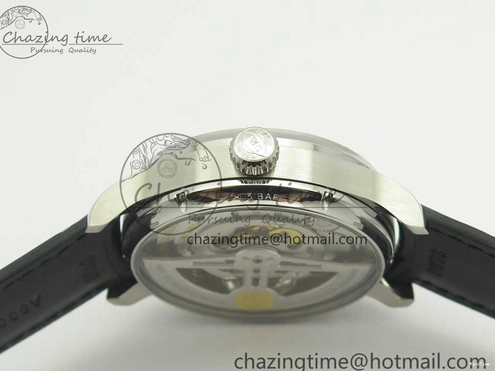 MIROTIME 0524 Sporty Portuguese Tourbillon IW5463 SS ZF Best Edition Black Dial on Black Leather Strap 7173